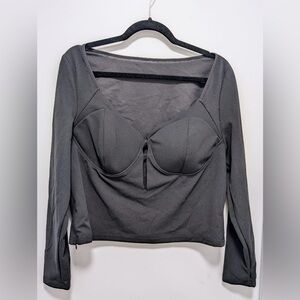 Black Long Sleeve Bustier Top